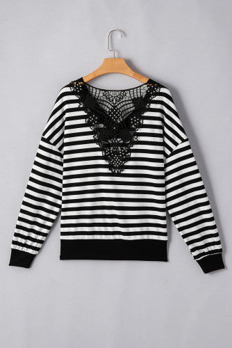 Black and White Long-Sleeve v-neck with Back Detail