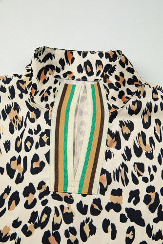 Leopard Blouse with Accented V-Neck