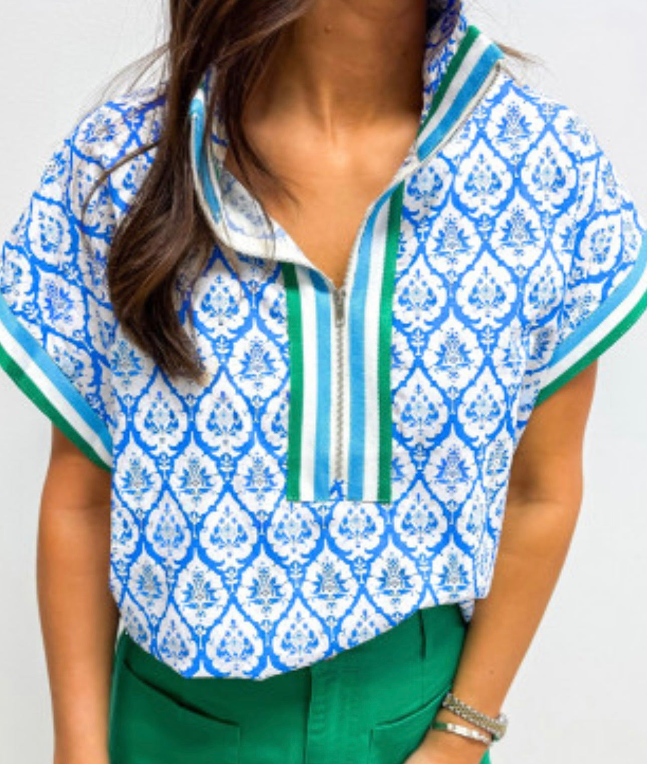 Printed Top with Zipper
