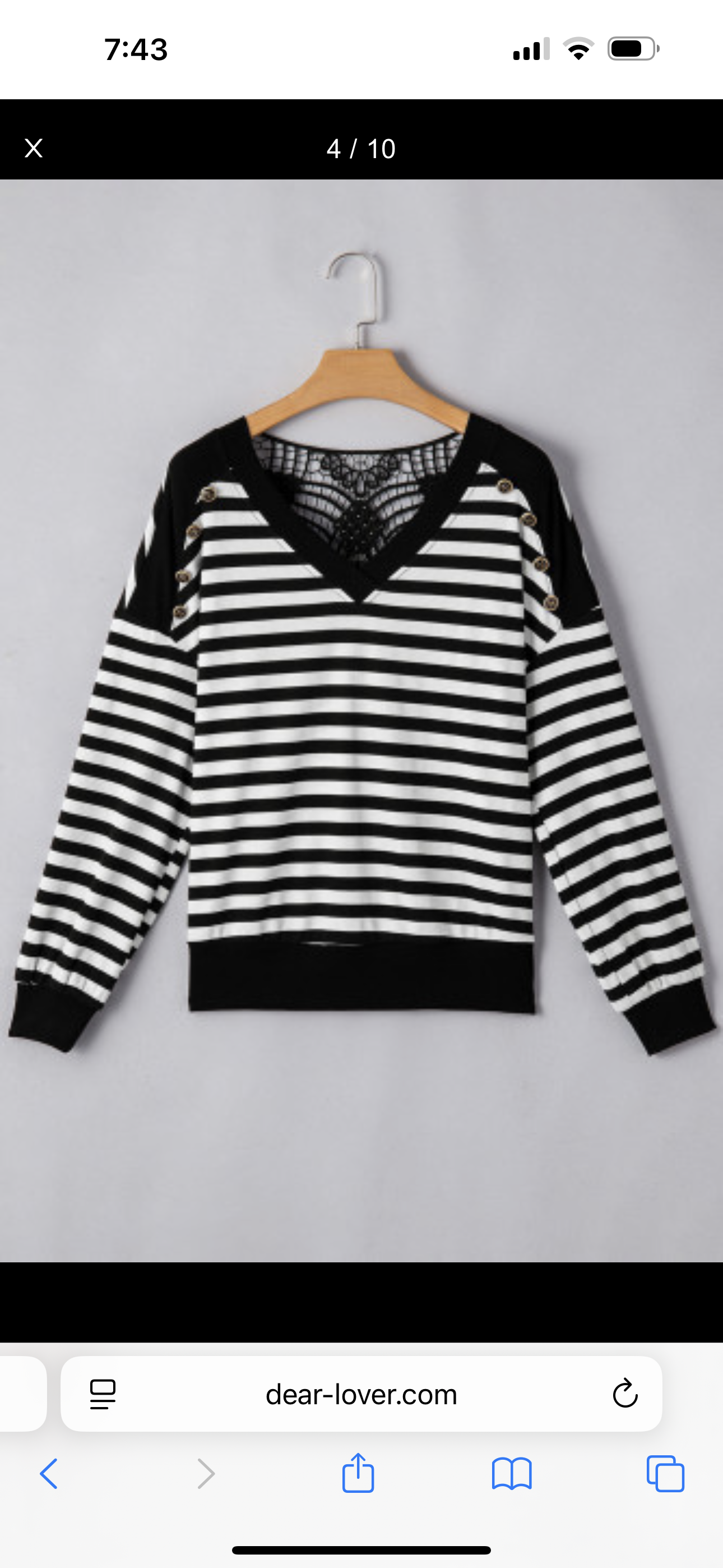 Black and White Long-Sleeve v-neck with Back Detail