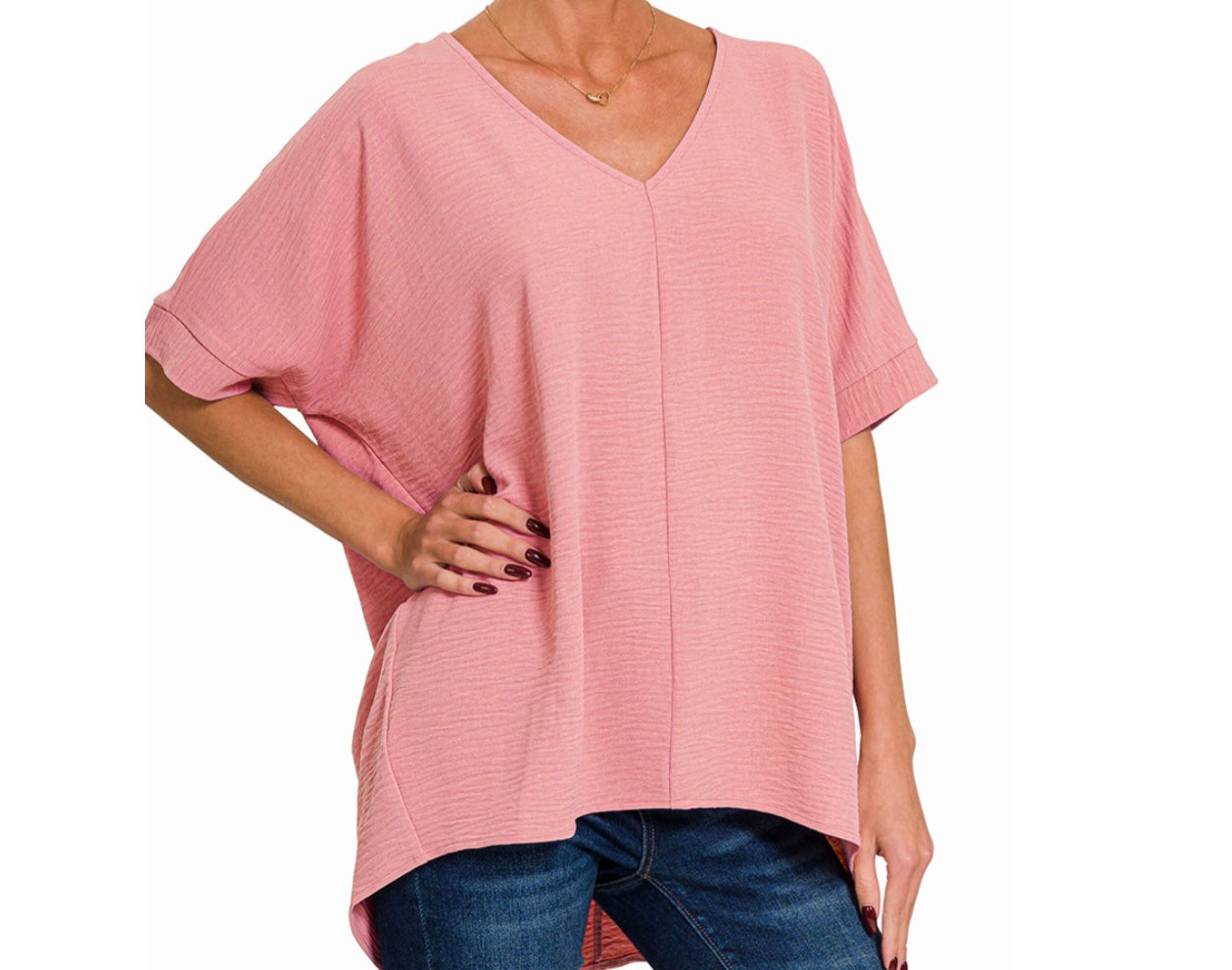 Zenana©️ Airflow V-Neck High-Low Top