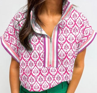 Printed Top with Zipper