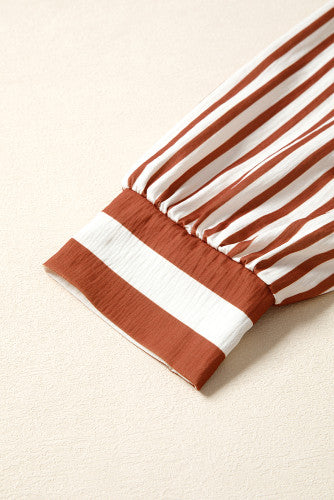 Cinnamon and Off-White Striped Blouse