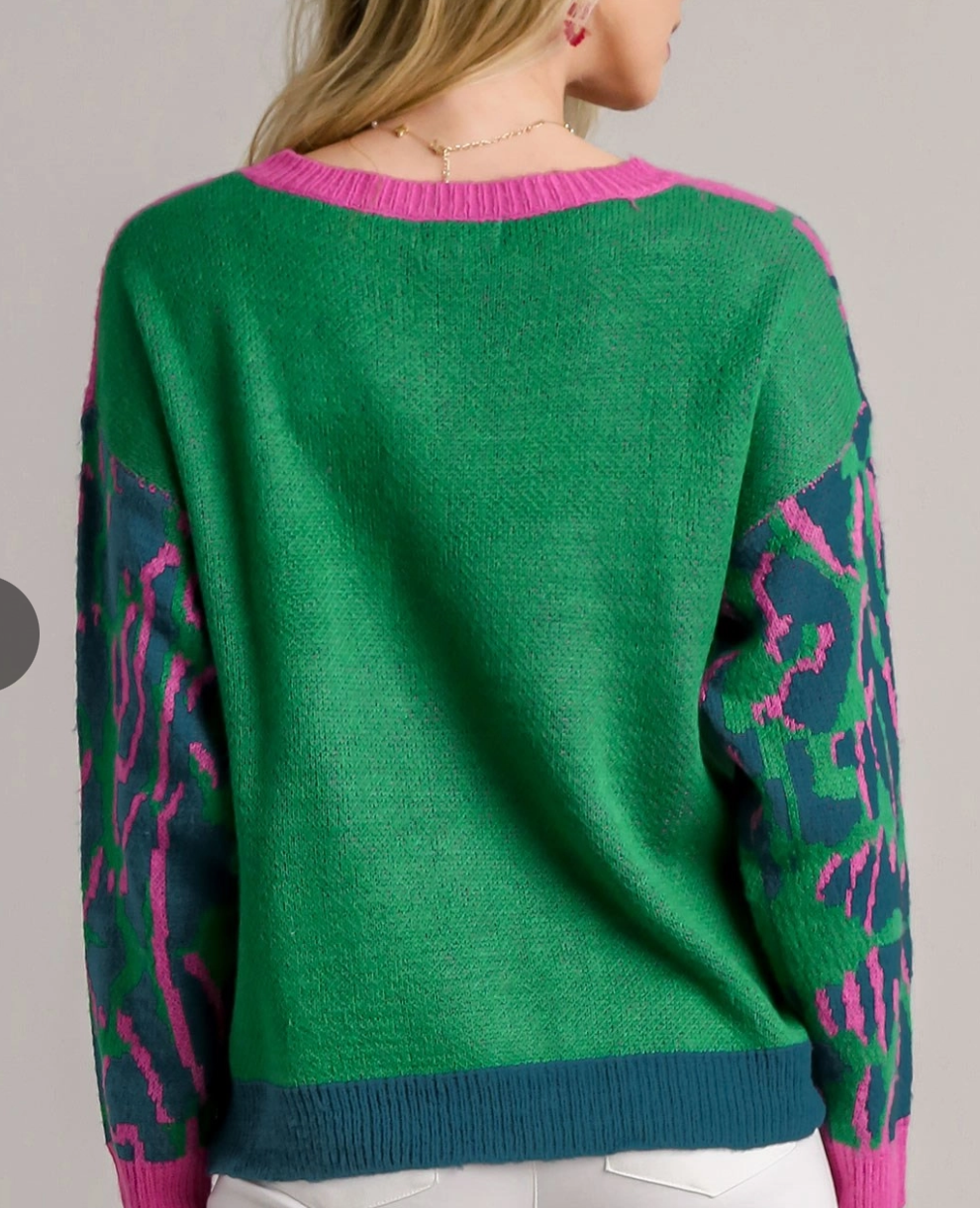 Umgee Teal and Pink/Purple Sweater