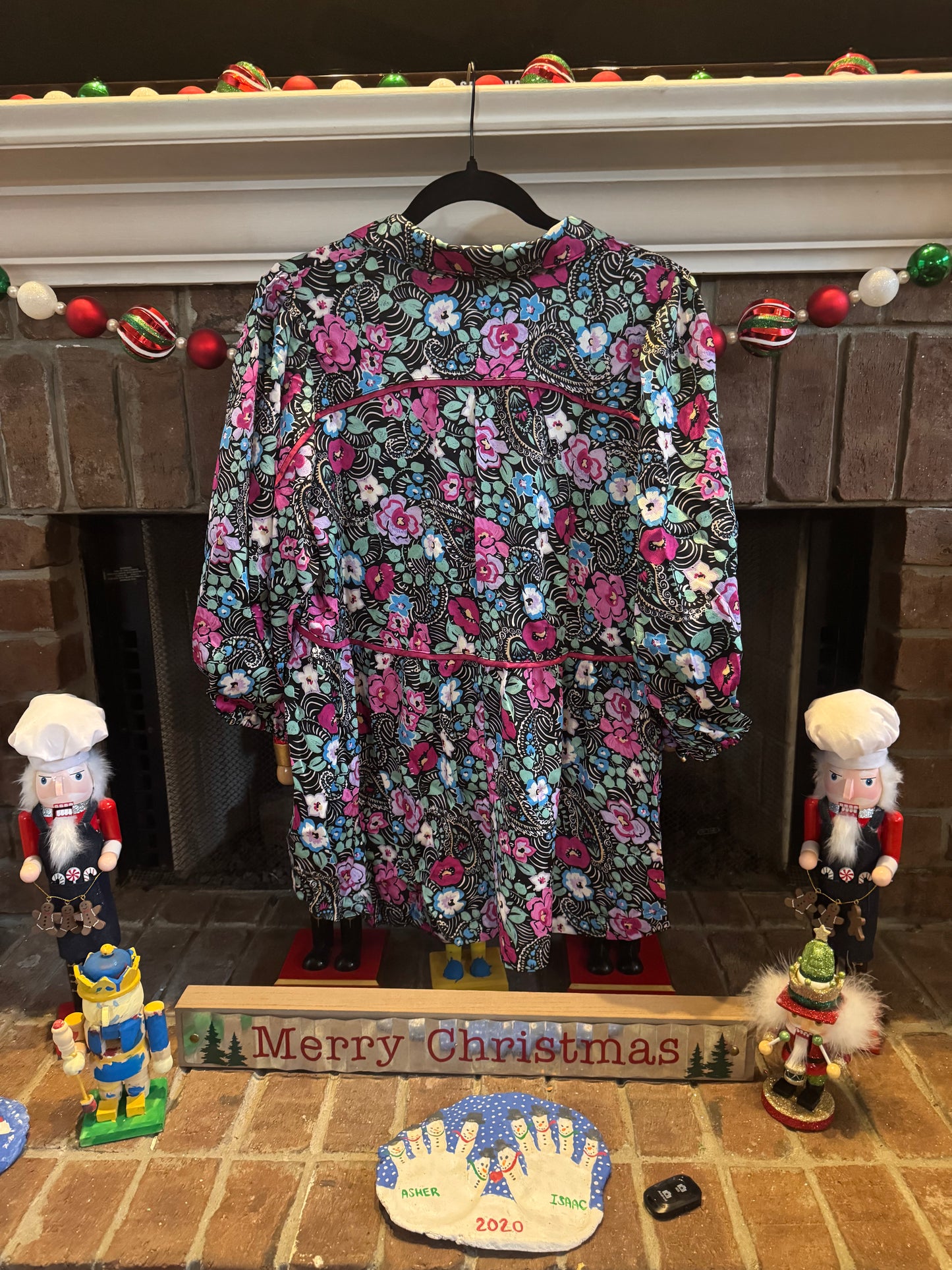 Umgee Black Printed Blouse w/ Satin Detail