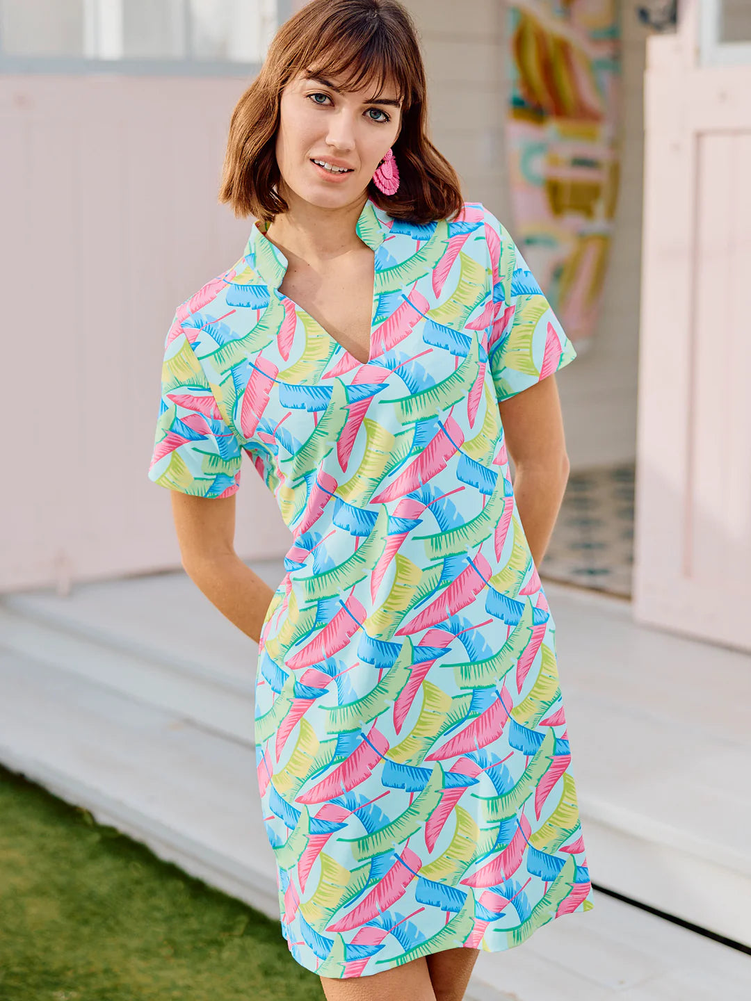 Mary Square©️Bright Color Palm Leaf Dress