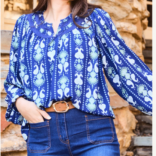 Mary Square©️ Navy Victorian Blouse
