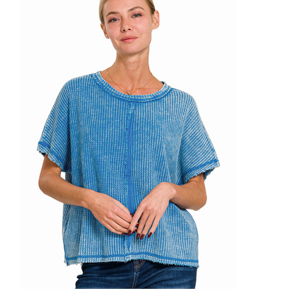 Zenana©️ Stone-Washed Waffle Top