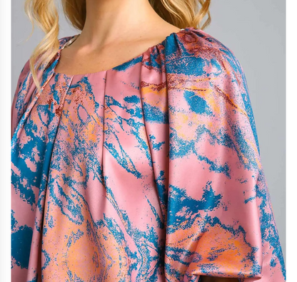 Umgee Marbled Pattern Blouse
