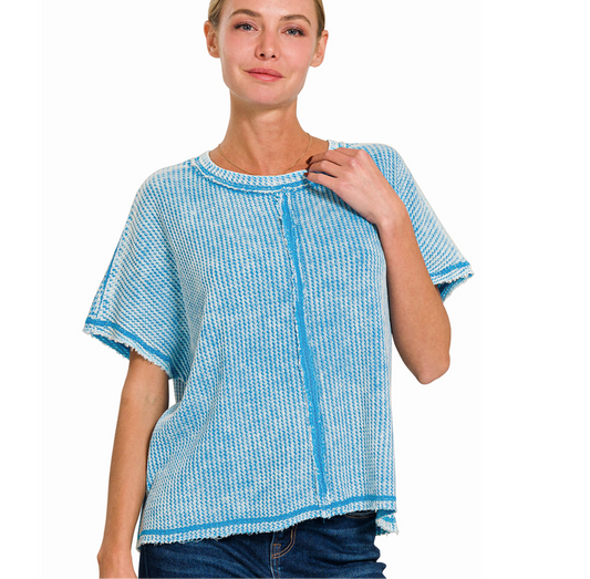 Zenana©️ Stone-Washed Waffle Top