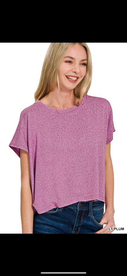 Zenana©️ Heathered Crop Top