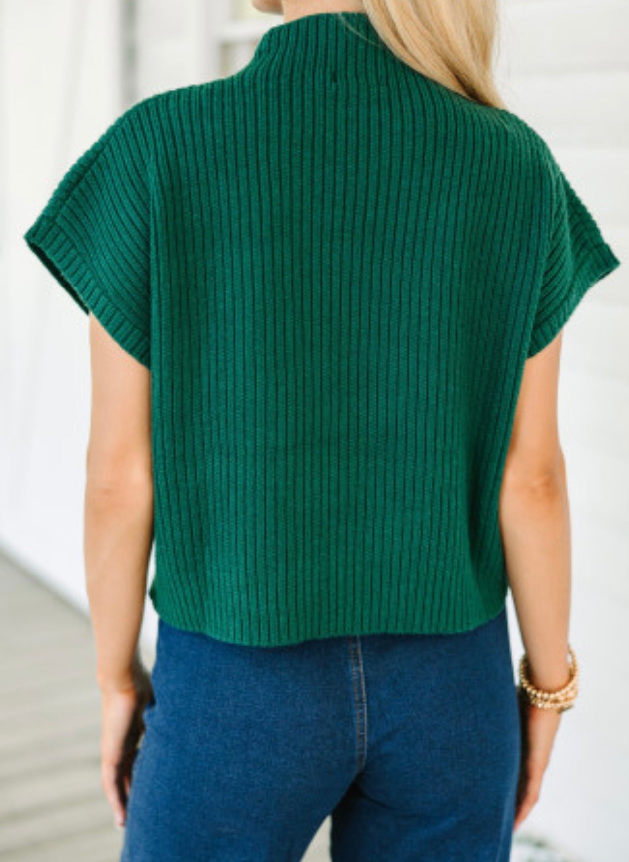 Ribbed Knit Sweater in Off-White, Black, Green, and Maroon