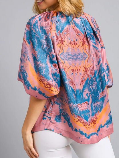 Umgee Marbled Pattern Blouse