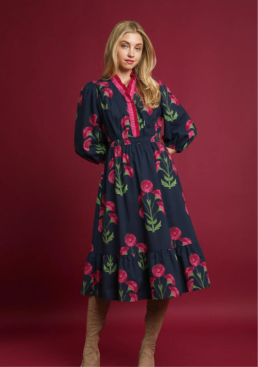 A Little Bit of Fall Dress, Navy