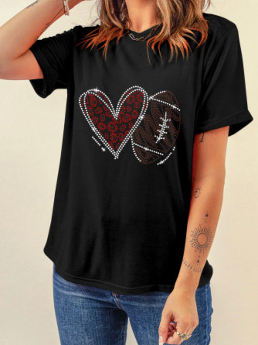 Black Love Football Sparkle T-Shirt