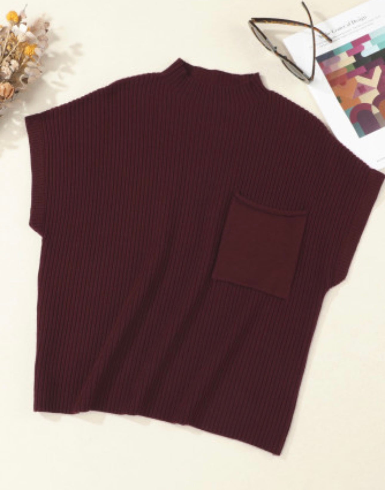 Ribbed Knit Sweater in Off-White, Black, Green, and Maroon