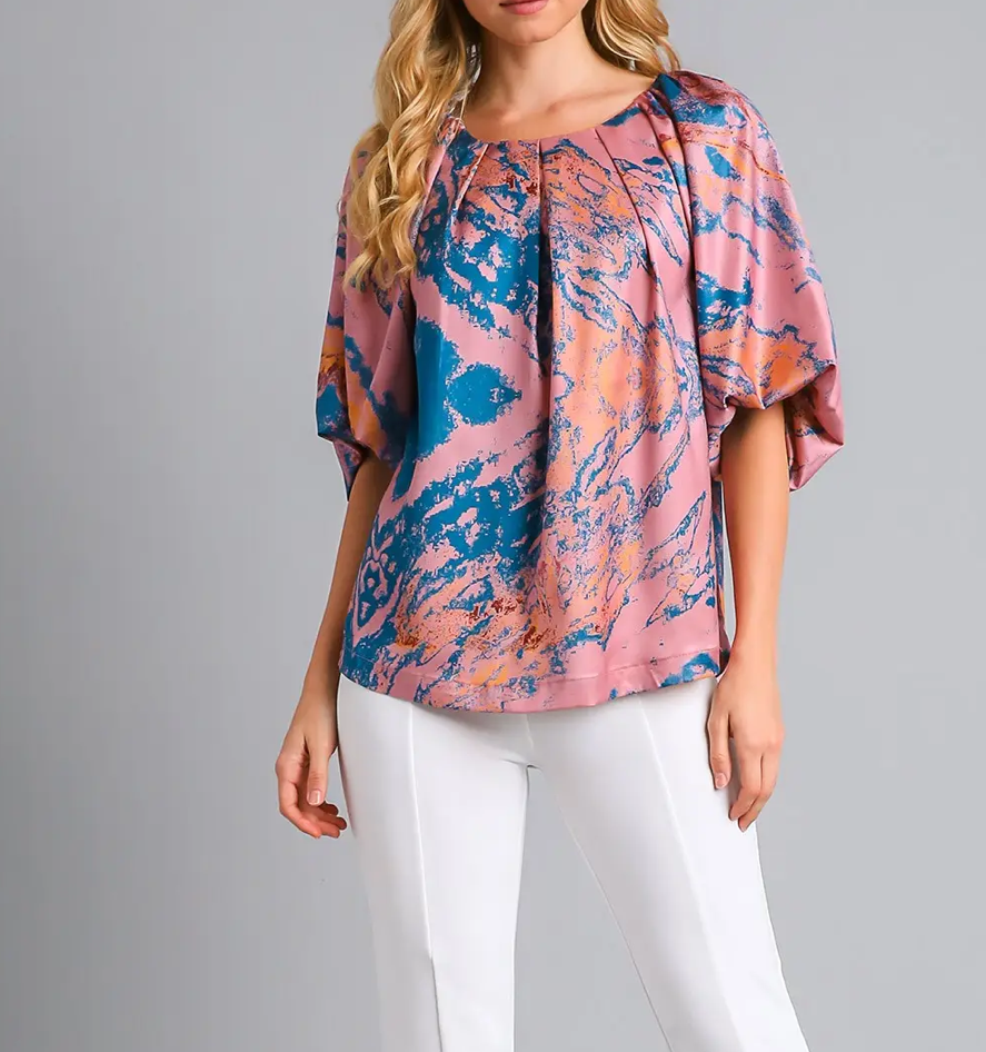 Umgee Marbled Pattern Blouse