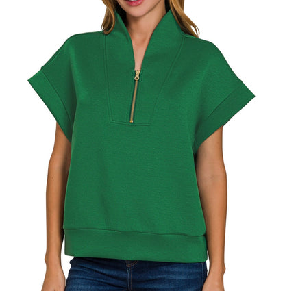 Zenana©️ Scuba Neck Blouse w/Zipper