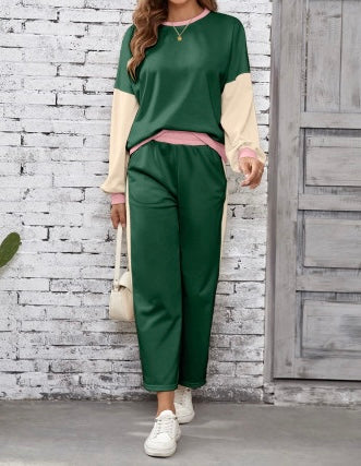 2-Piece Tri-Color Ankle Pants Set