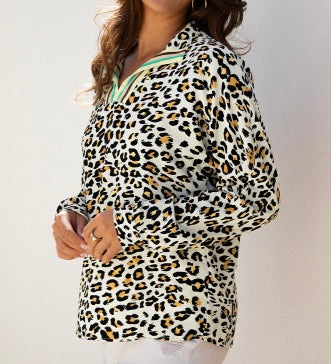 Leopard Print Long Sleeve Blouse