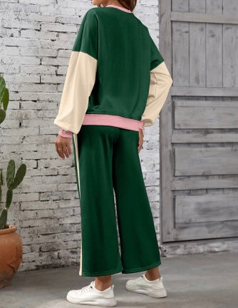 2-Piece Tri-Color Ankle Pants Set