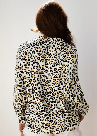 Leopard Print Long Sleeve Blouse