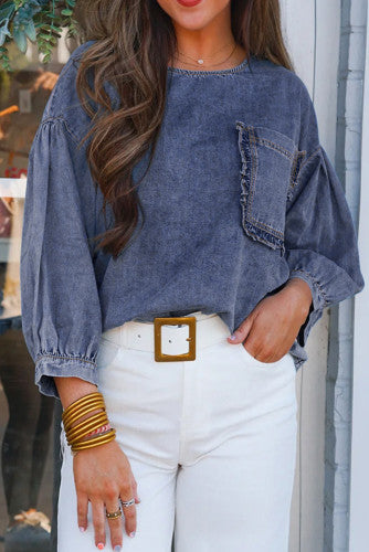 Blue Jean Queen 3/4 Sleeve Blouse