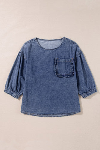 Blue Jean Queen 3/4 Sleeve Blouse
