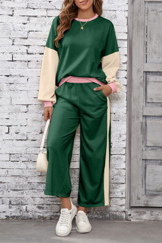 2-Piece Tri-Color Ankle Pants Set