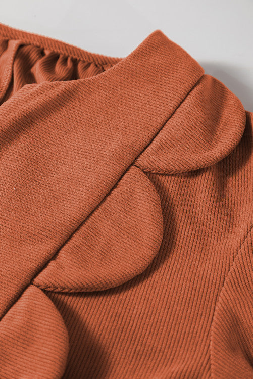 Cinnamon Scalloped 3/4 Sleeve Dress