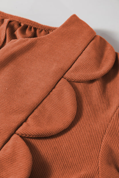 Cinnamon Scalloped 3/4 Sleeve Dress
