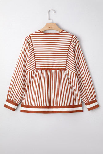 Cinnamon and Off-White Striped Blouse