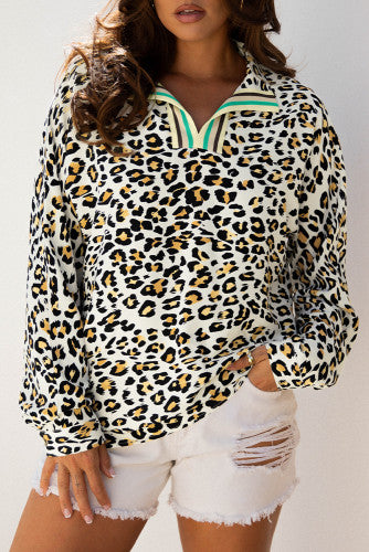 Leopard Print Long Sleeve Blouse