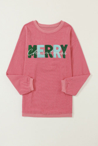 Christmas—Strawberry Red and Green Merry Christmas Corduroy Lounge Shirt