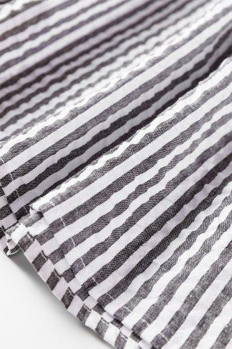 Dark Grey and White Striped Shirt w/ Accent Neck and Cuff