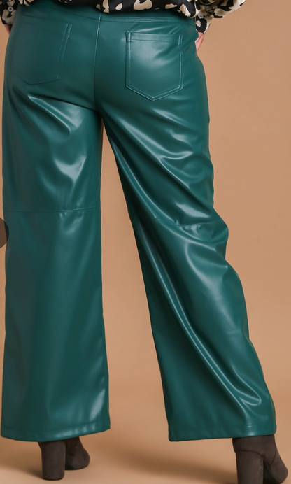 Umgee Green Faux Leather Pants for Curvy Girls