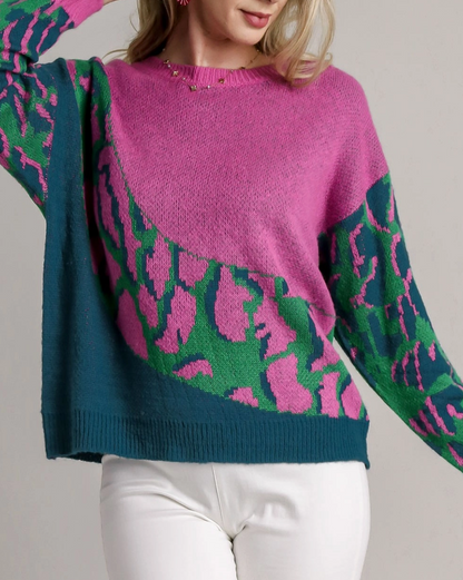 Umgee Teal and Pink/Purple Sweater