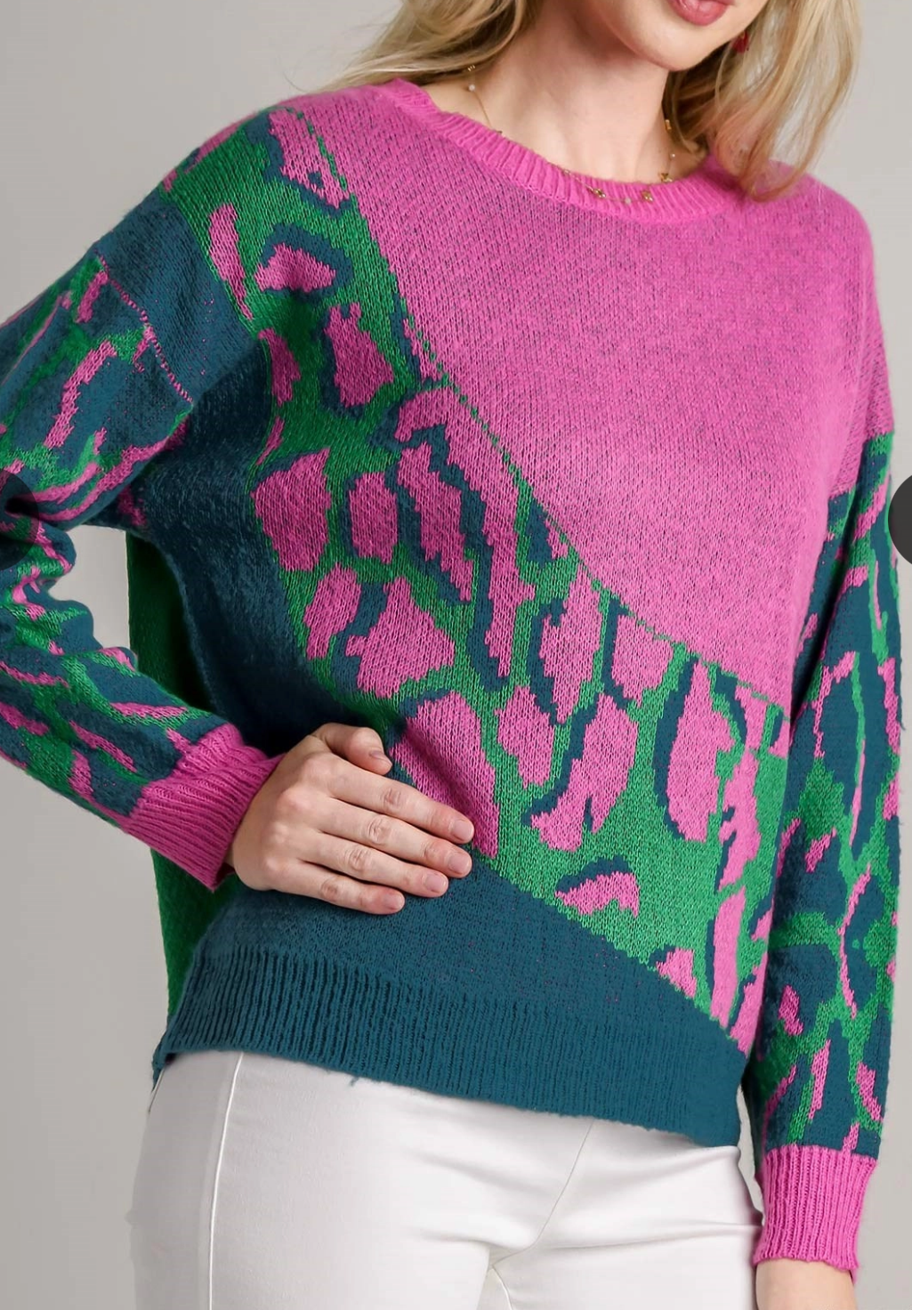 Umgee Teal and Pink/Purple Sweater