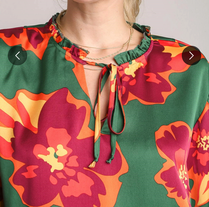 Umgee Green-Multi Blouse