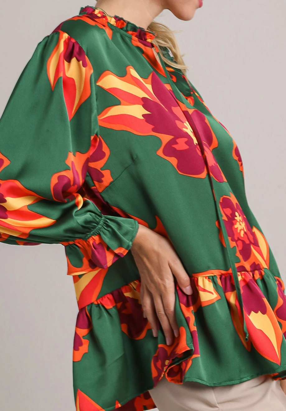Umgee Green-Multi Blouse