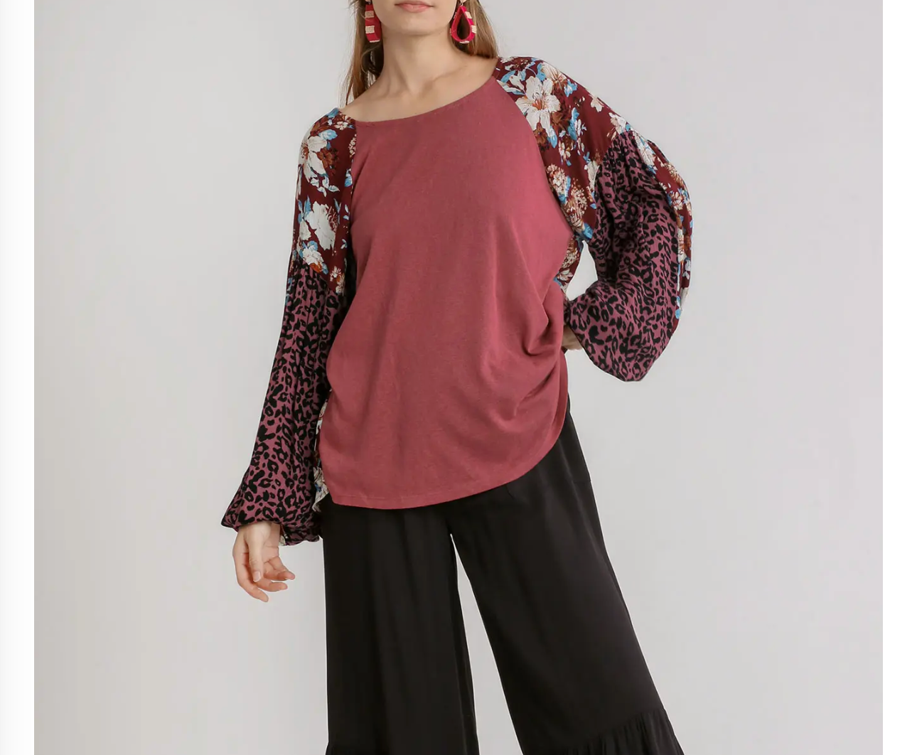 Umgee Dusty Rose Mix-Up Blouse
