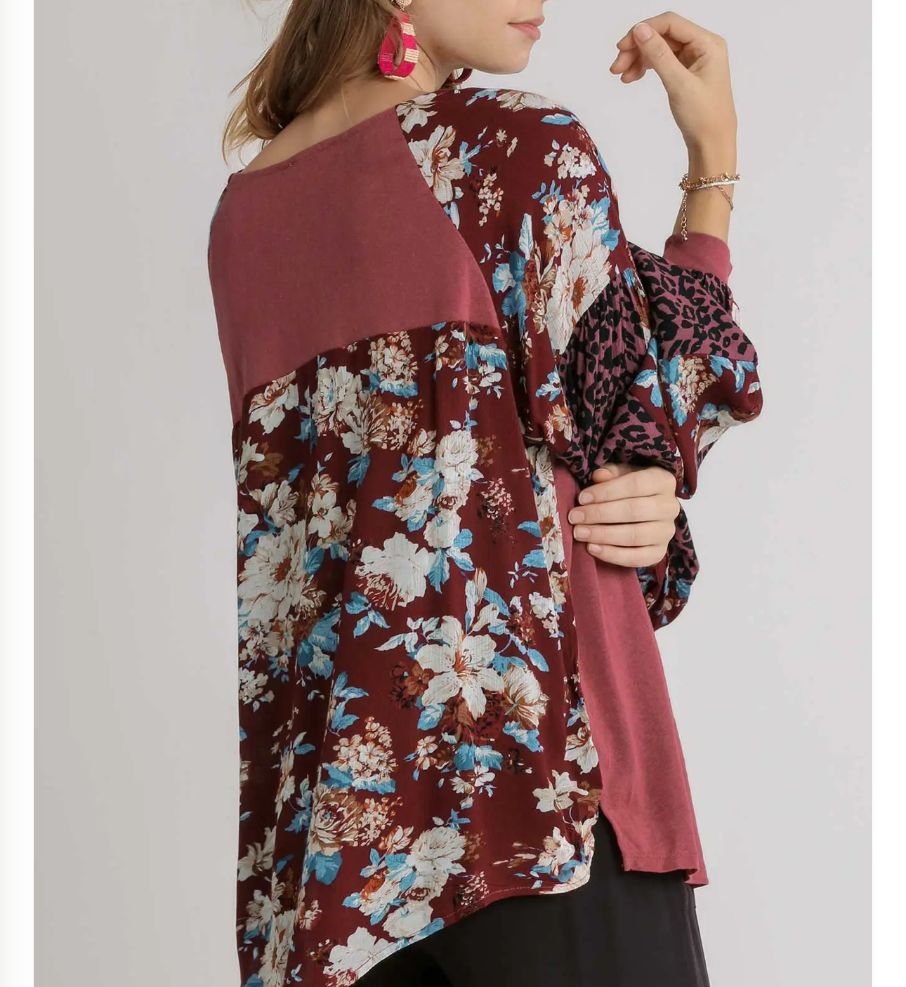 Umgee Dusty Rose Mix-Up Blouse