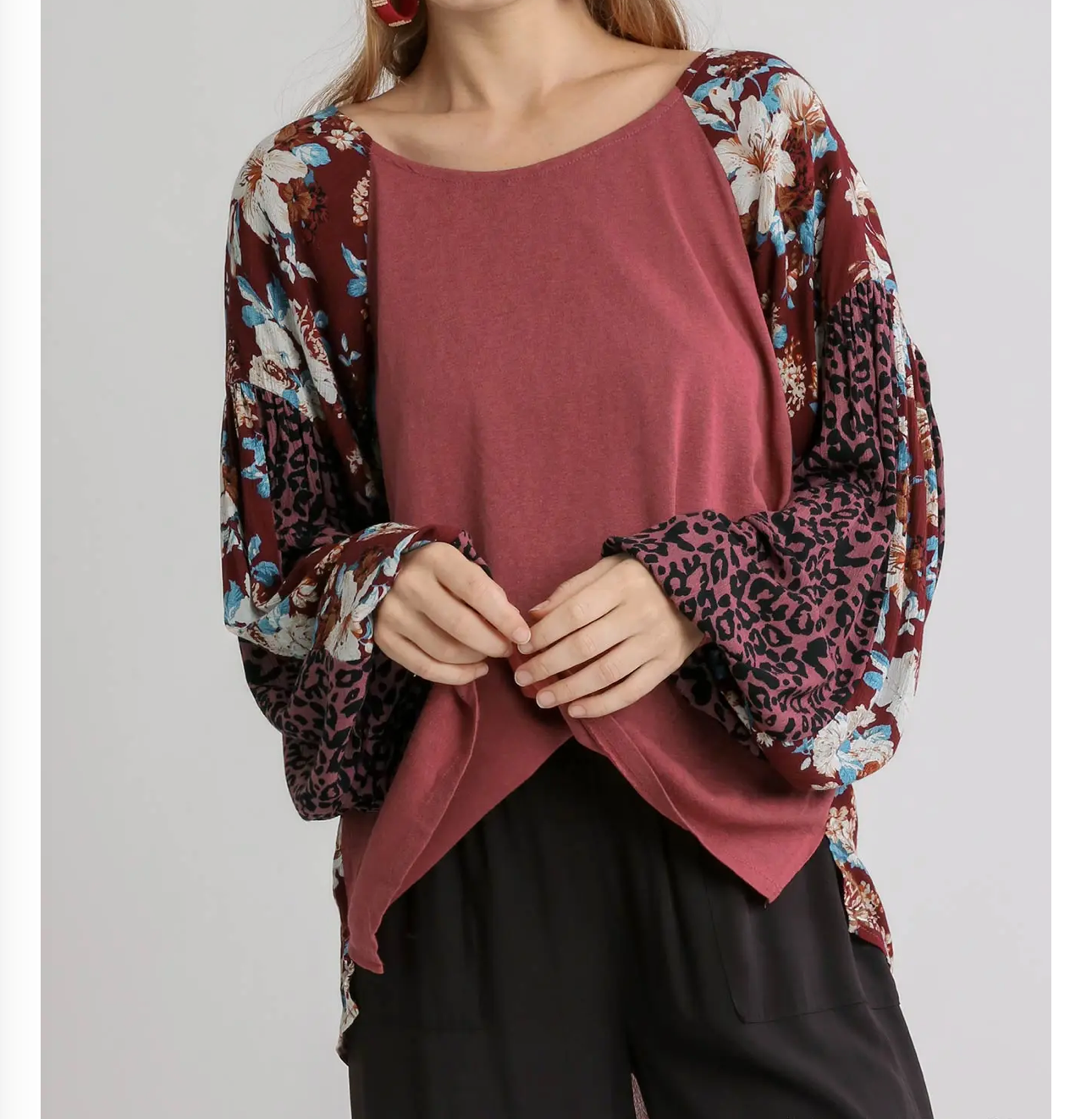 Umgee Dusty Rose Mix-Up Blouse