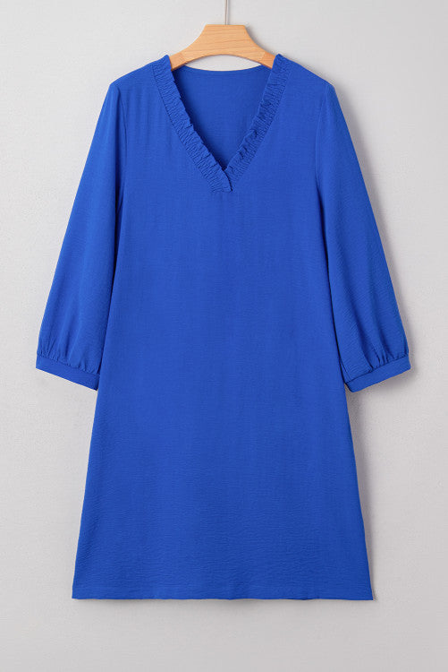 Royal Blue Dress w/ V-Neck Detail